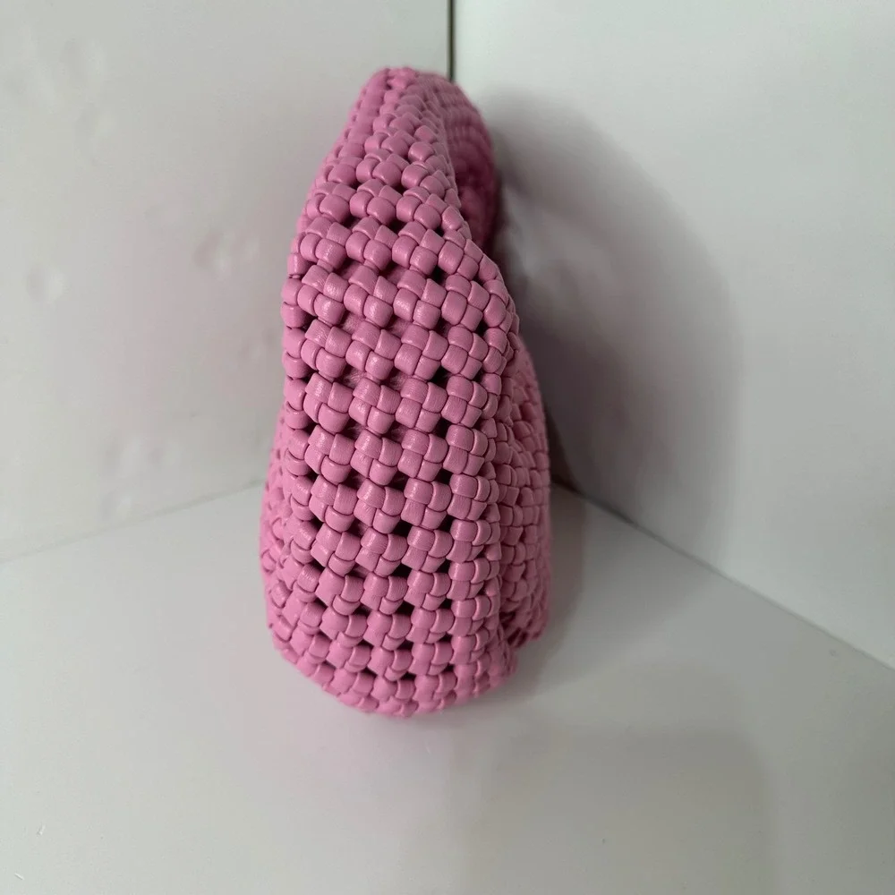 Sincerely Jules Bright Pink Woven Small Handbag Shoulder Bag Feminine Summer NEW